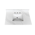 37-inch Quartz Bathroom Vanity Top, 3/4' Thick with Undermount Single Bowl Middle Sink, 4 Inch High Backsplash, 3 Pre-Drilled Faucet Hole, Stain & Heat Resistant, Carrara White Quartz with Veins