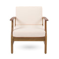 PERLA Contemporary Club Chair with Water-Resistant Cushions in Cream Acacia Wood