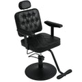 Vintage Modern Barber Salon Chair with Hydraulic Adjustment, 360° Swivel, Removable Headrest, Black PU Leather, 330 lbs Capacity
