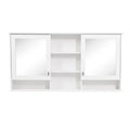Modern 55-inch Wall-Mount 2-in-1 Mirror Cabinet with Adjustable Shelves, Soft-Closing Hinges, High-Definition Mirrors, White Finish, MDF and Rubber Wood, 55'' x 7.1'' x 28.7''