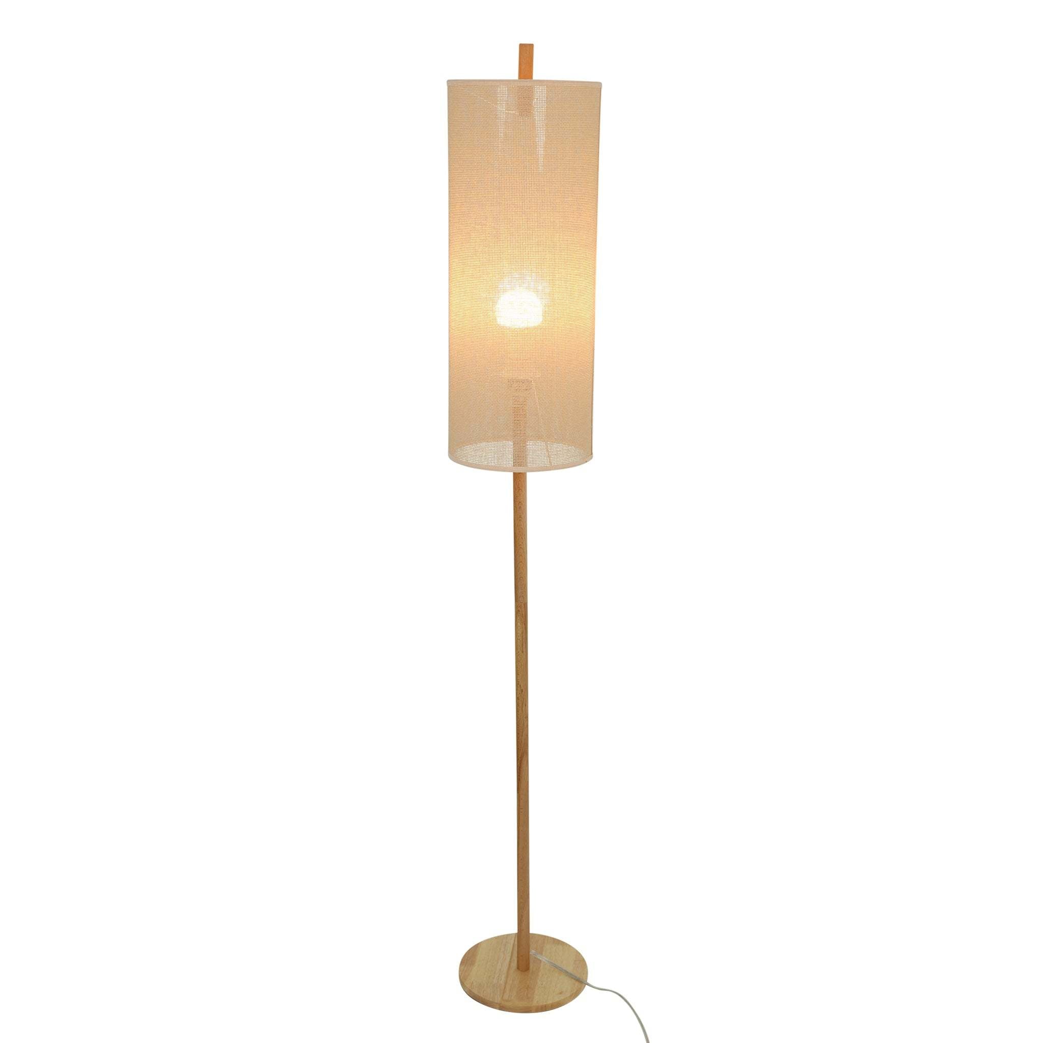 Vialux Modern Standing Floor Lamp for Living Room, Bedroom & Study in Oak and Natural Wood, 110-120V