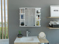Milan Medicine Cabinet, Six External Shelves Mirror, Three Internal Shelves -White