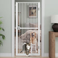 61' Extra Tall Cat Gate for Doorway, Adjustable Wide 30.2'-32.6' Dog Door with Cat Door, Suitable for Doorways or Kitchen, No Drilling Pressure Mount Kit, White