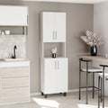 Linden 76,8' Tall Two Double Door Cabinet Kitchen Pantry with Hutch and Five Shelves, Microwave Cabinet, Storage Cabinet, Kitchen Organization, Garage Cabinet, Kitchen White