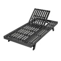 2/3 Foldable Acacia Wood Lounge Chair With Adjustable Backrest & Flat Storage Surface, Black Finish Uncushioned, For Backyard Pool Garden Patio