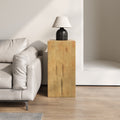 Wood-Look Square-Column MGO End Table,  H33.75',Wood-Like Distressed Finish, Mix with Different Heights, Indoor Outdoor Use,Natural Color