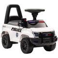 Aosom Kids Push Ride On Car with Working PA System and Horn, Police Truck Style  Foot-to-Floor Sliding Car for Boys and Girls with Under-Seat Storage, for 18 Months to 5 Years Old, White