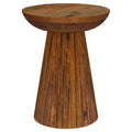 Waters Wild Honey Round Solid Wood Accent Side Table with Bowl-Shaped Top and Conical Pedestal Base in Honey Finish, Made from Mango Wood