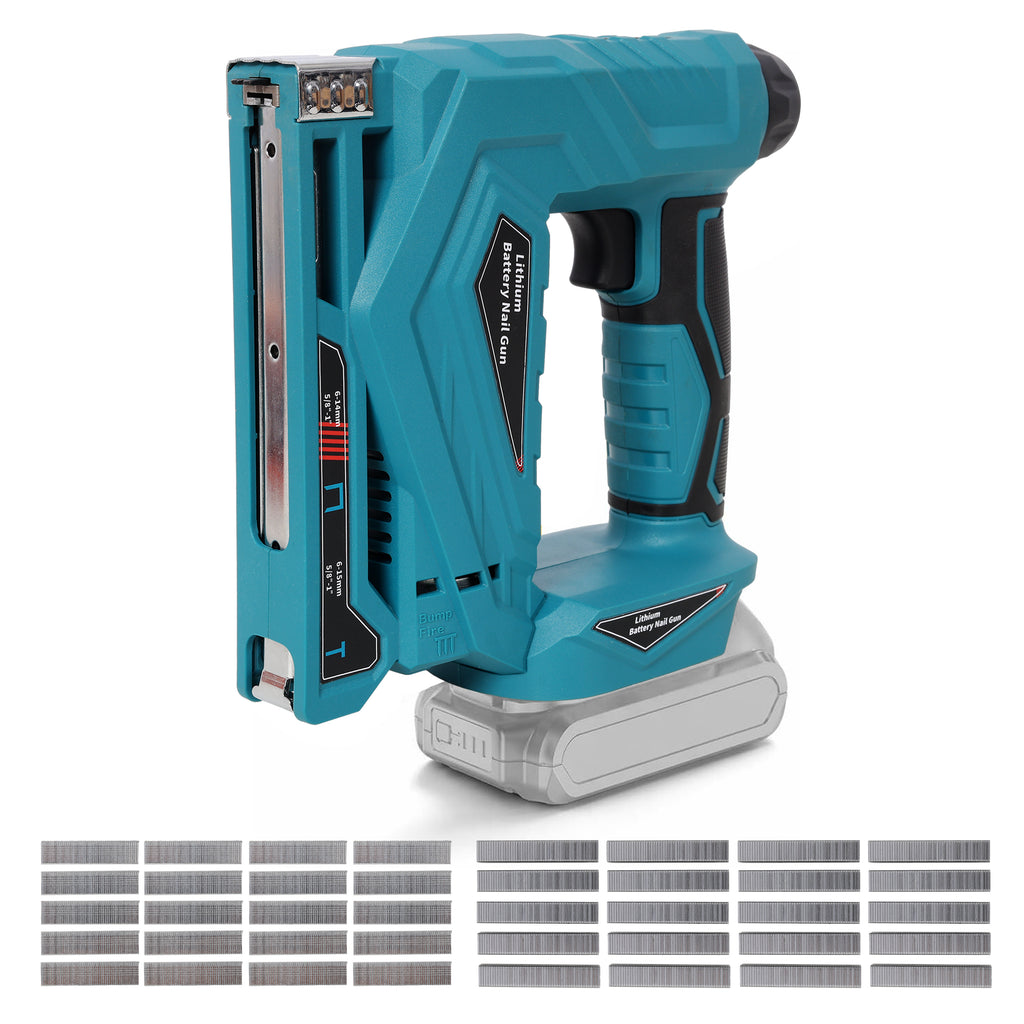2-in-1 Cordless Brad Nailer & Narrow Crown Stapler, Compatible with Makita 20V MAX Battery, Battery Powered Nail Gun with Safety Lock, Professional Woodworking DIY Fastening Tool, Tool Only