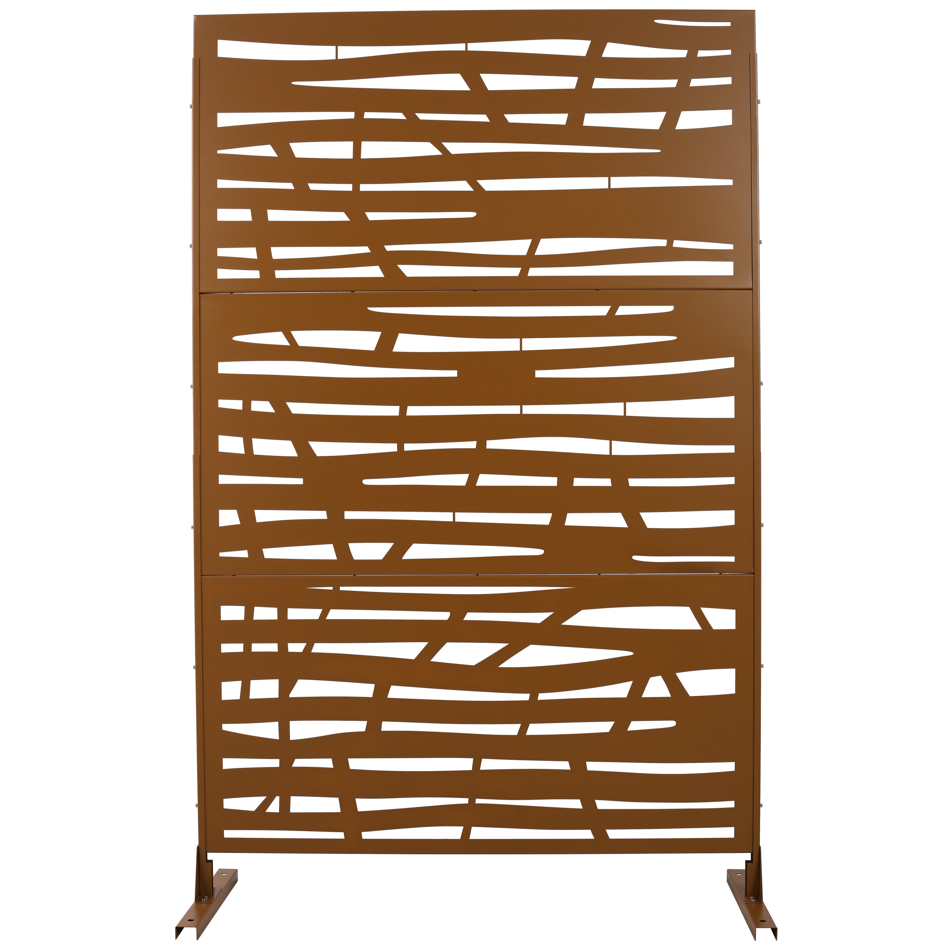 Outdoor & Indoor Privacy Screen Metal Privacy Screen 76' H×48' W, Freestanding Decorative Privacy Screen for Deck Balcony Patio, Privacy Fence Panels for Outside Lawn Garden PS109 BROWN