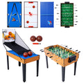 5-in-1 Multi-Game Table - Billiards, Push Hockey, Foosball, Ping Pong, and Basketball  brown /blue