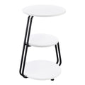 Dixon White and Black 3-Tier Round Accent Side Table with Modern Engineered Wood Frame and Slim Black Legs