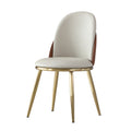 Modern PU Leather Dining Chairs Set of 2 with Gold Metal Legs, Beige