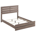 Barrel Oak Slatted Headboard Queen Panel Bed in Brown Wood with 3D Paper Veneer Finish