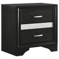 Black Transitional 2-Drawer Nightstand with Hidden Jewelry Tray, Wood & Metallic Accents, 26.0 x 16.5 x 26.0 inches