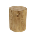 Hand-Painted Wood Stump Style Outdoor Side Table in Light Brown, MgO Composite, 14.25-inch