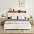 FULL WOODEN BED STAND WITH CHARGING STATION STORAGE HEADBOARD: This rustic farmhouse bed frame with storage headboard comes with a built-in charging station that is simple to install and easy to oper