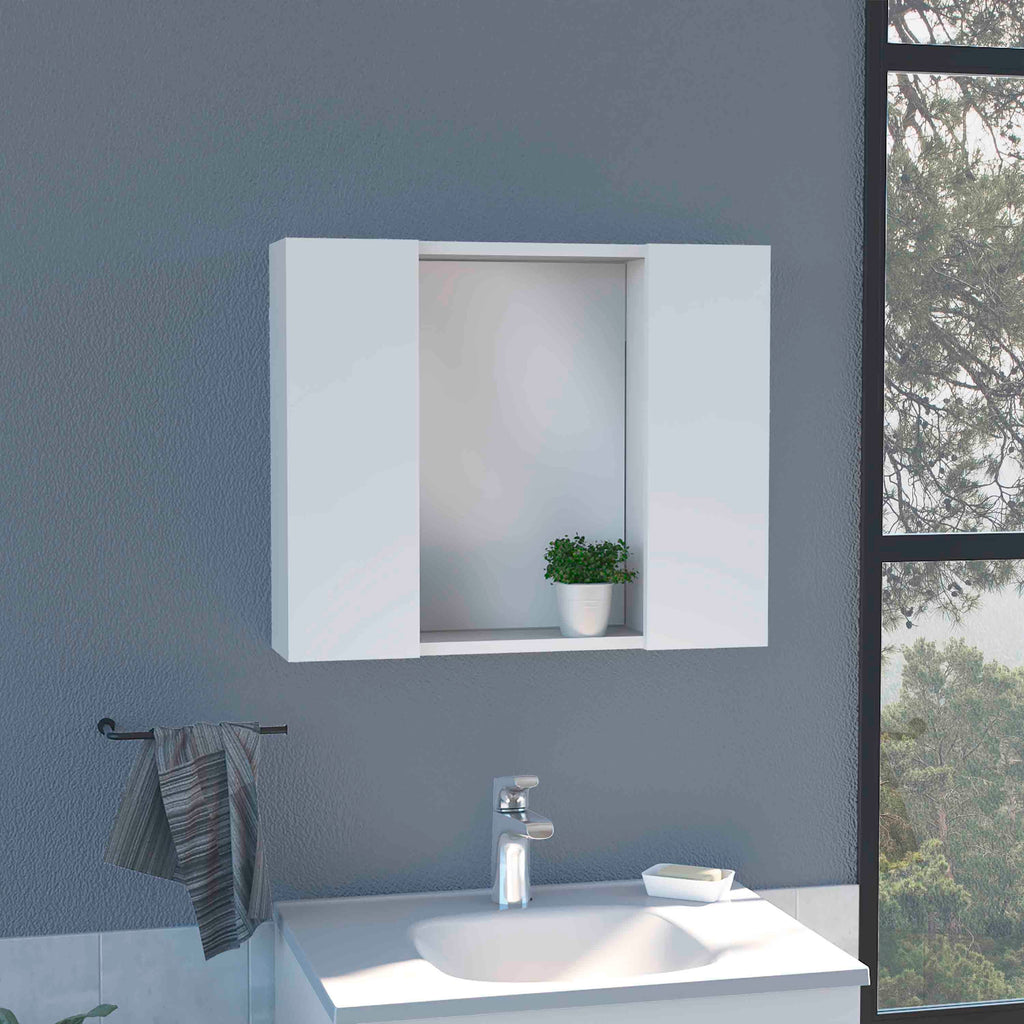 Artemisa Medicine Cabinet, Double Door, Mirror, One External Shelf  -White