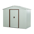 Outdoor Metal Storage Shed with Metal Foundation, White, Galvanized Iron, 6ft x 5ft