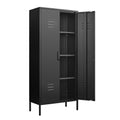 Black Metal Storage Locker Cabinet with Adjustable Shelves for Bedroom, Bathroom, or Home Office - Durable Metal Construction with Breathable Design and Easy Assembly