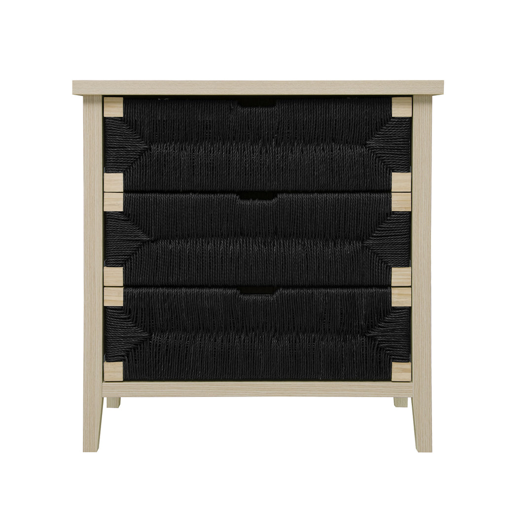 3 Drawer Buffet Sideboard with Adjustable Shelves, Storage Cabinet with Natural Seaweed Décor Doors for Living Room Kitchen Entryway