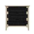 3 Drawer Buffet Sideboard with Adjustable Shelves, Storage Cabinet with Natural Seaweed Décor Doors for Living Room Kitchen Entryway