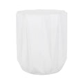 Modern Outdoor Lightweight Concrete Side Table with Geometric Design in Antique White