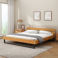 PINE WOOD BED FRAME KING SIZE,NATURAL & BLACK COLOR