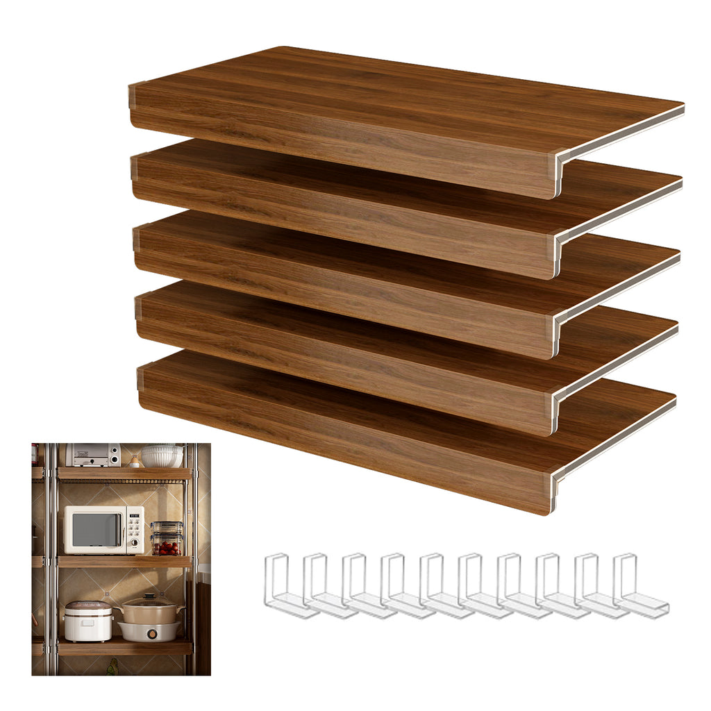 ( 24*16 INCH ) 5 Pcs Wire Shelf Covers, Foamed PVC Wire Rack Covers for Removable Closet (Not Wood), Pantry Shelves for Cabinet Bathroom Kitchen Shelving Decoration ( WALNUT Color )