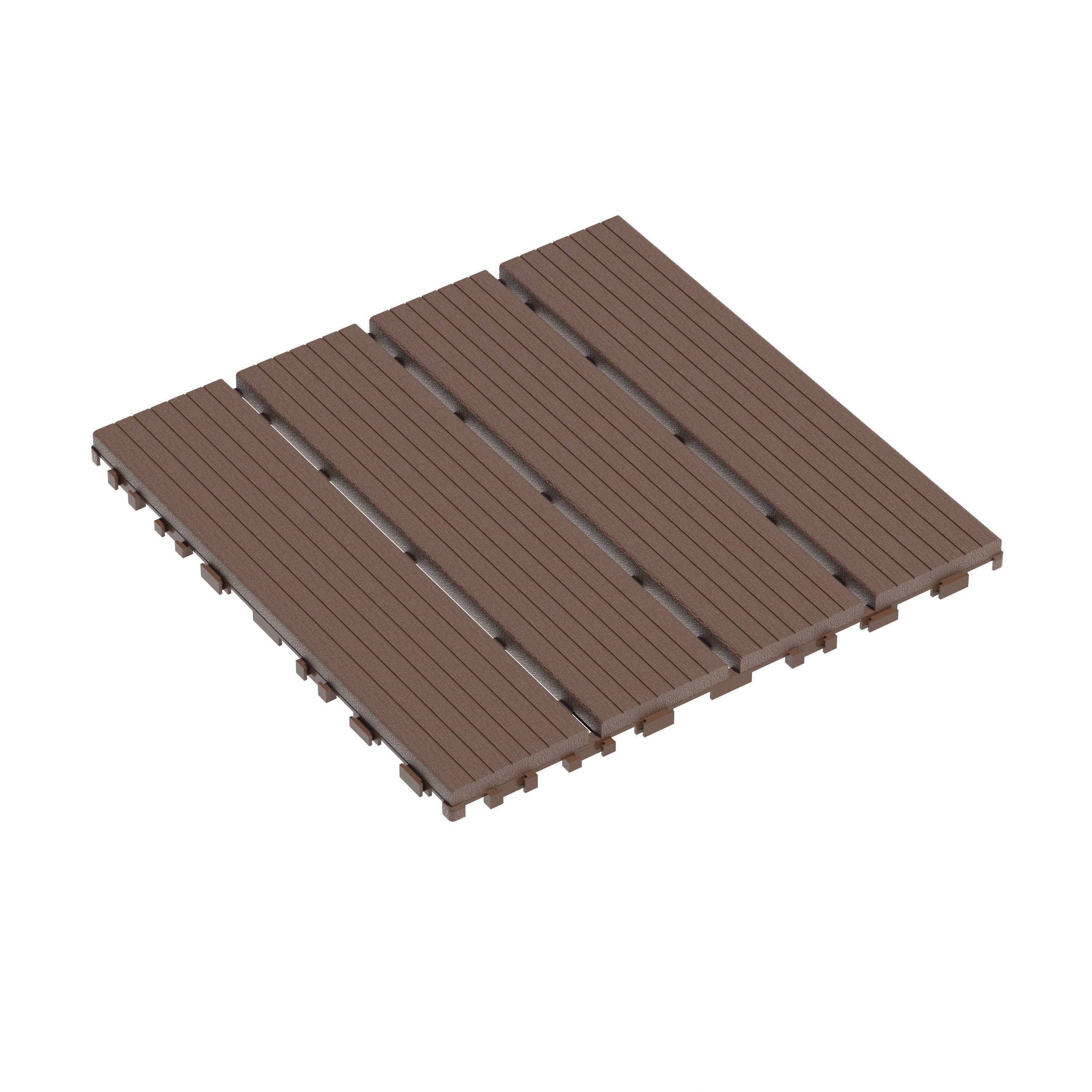 Brown Plastic Interlocking Deck Tiles, 12x12 Inch Waterproof Outdoor Patio Tiles, 44 Pack, Durable PP Polypropylene for Poolside Balcony Backyard