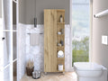 Urano Mirror Linen Cabinet, Four Interior  Shelves, Five External Shelves -Light Oak