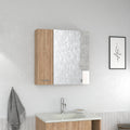 Sines Mirror Medicine Cabinet, With Four Internal Shelves, Double Door, Minimalist Bathroom Storage, Pine