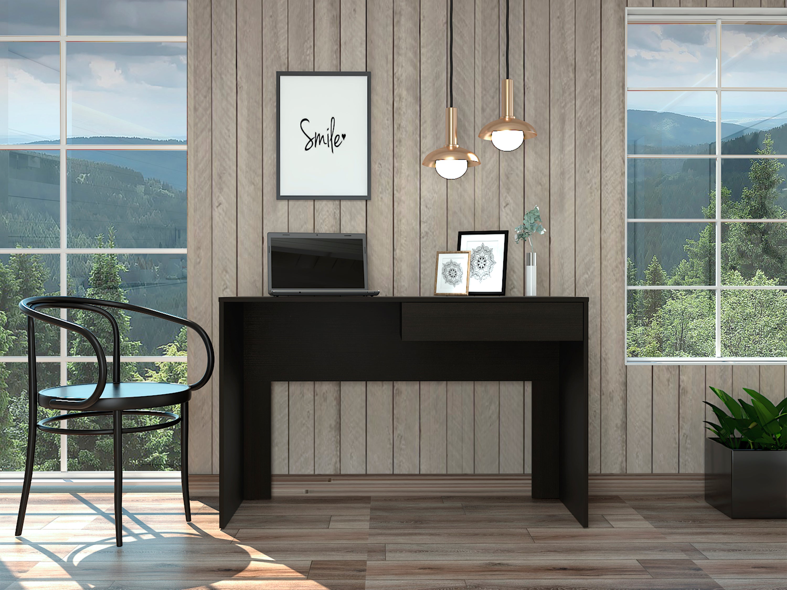 Wenge 1-Drawer Computer Desk