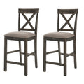 Tan and Weathered Grey Counter Height Stools with Cross Back (Set of 2)