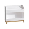 White Wooden Kids Bookcase Organizer with Storage, 3-Tier Toddler Book Display Shelf for Bedroom or Playroom