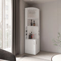 Kava Being Corner Bar Cabinet, Glass Rack, Double Door Cabinet, Eight Built-In Wine Rack, White