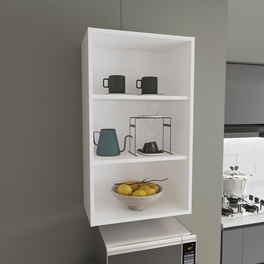 Eco 36' High Open 3-Tier Wall Cabinet, Wall Shelf, Storage Cabinet, Cube Shelf Bedroom, Office, Living Room, Garage White
