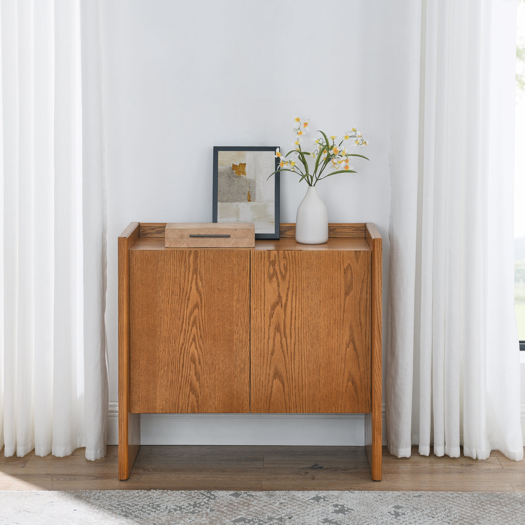 Walnut-colored Sideboard, Buffet Cabinet with Storage, Rustic Storage Cabinet for Entryway, Hallway, Living Room, Kitchen, Dining Room, 33.9'×15'×31.5'