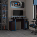 Keria 47' Wide 2-Tier Gamer Desk With Three Shelves And PC Tower Stand, Black