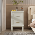 Modern  Nightstand with 2 Drawers, Bedroom Bedside Table with Gold Handles, Sturdy Wood Accent Table for Small Spaces, Living Room, Kids Room & Guest Room-Off White