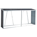 Firewood Rack, Log Holder with Roof, Log Storage, Firewood Stand for Outdoor Backyard Garden Patio Porch, Gray Galvanized Steel 129.9'