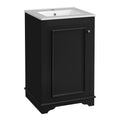 20-inch Modern Black Bathroom Vanity with Ceramic Sink, Freestanding Single Unit, Soft-Closing Door, Adjustable Shelf, Solid Pine and MDF Construction