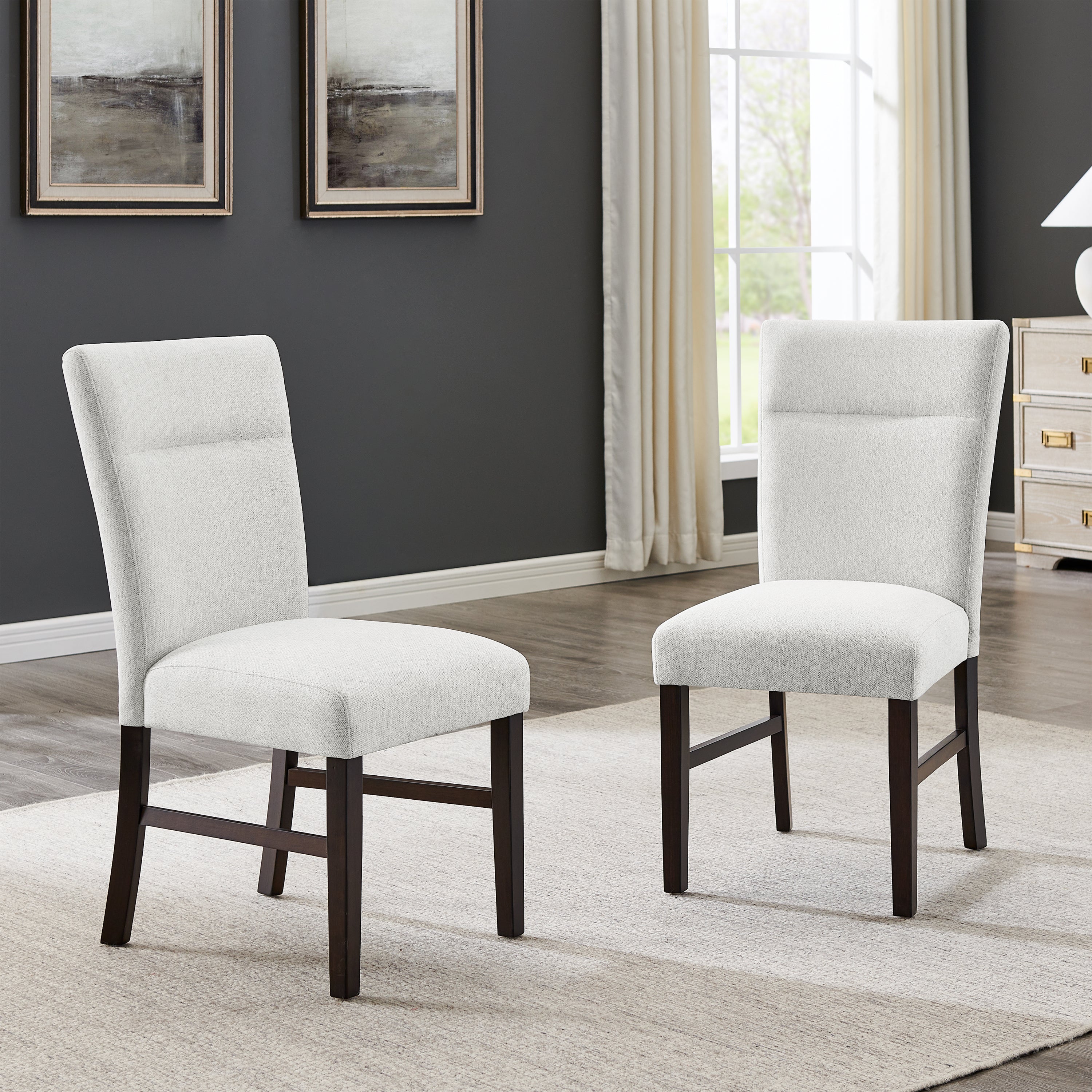 Madison Contemporary Upholstered Dining Chairs, Set of 2, Gray