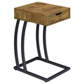 Antique Nutmeg and Gunmetal Hi-tech Accent Table with USB Ports and Power Outlets, Wood Top with Metal Base, Brown Finish