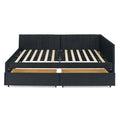 Black Velvet Upholstered Tufted Full Size Daybed Frame with Two Drawers, Comfort Backrest and Armrests, 79.5''x58''x25''