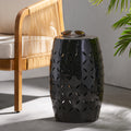 LILAC 12' Accent Side Table, Cylindrical Design End Table for Living Room, Family Room, or Entryway, Industrial Style,Coffee Side Tables for Indoor Outdoor, Black Color