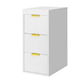 Modern Wall Mounted Floating Cabinet with Drawers, 12inch Side Storage Unit in White MDF and Iron Handles for Bathroom or Living Room (Bathroom Vanity Not Included)