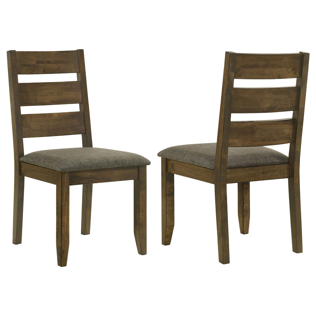 Nutmeg and Grey Ladderback Dining Chair Set of 2 in Brown Wood Finish with Upholstered Cushion