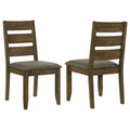 Nutmeg and Grey Ladderback Dining Chair Set of 2 in Brown Wood Finish with Upholstered Cushion