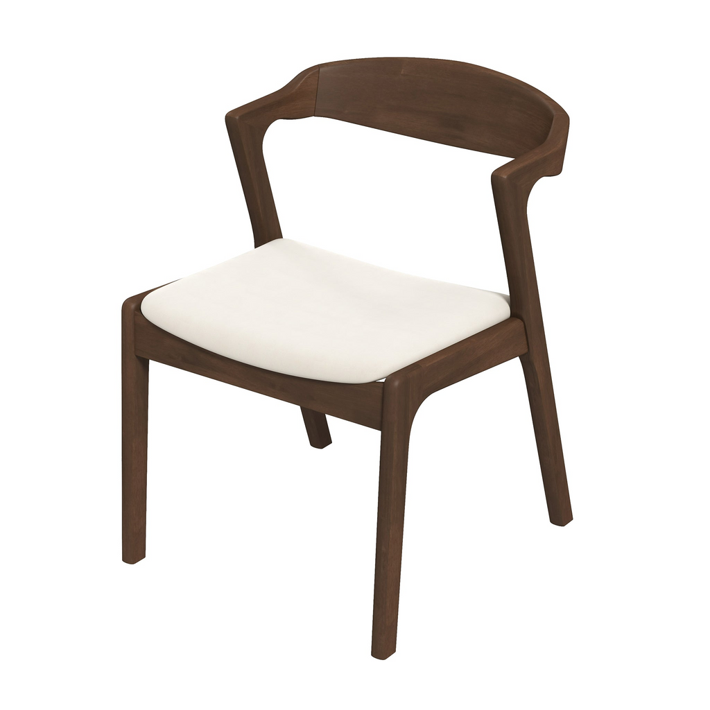 Dakota Solid Wood Cream Velvet Dining Chair (Set of 2) with Mid-Century Modern Design 16'W x 22'D x 29.3'H Velvet Upholstered Kitchen Side Chairs